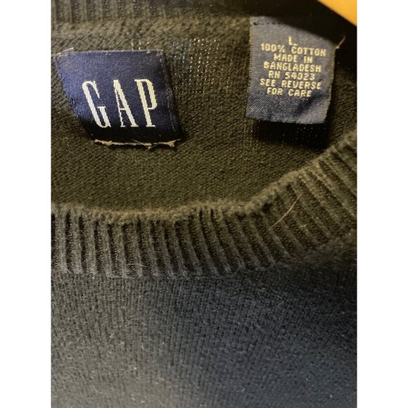 Vintage 90s GAP Black Long Sleeve Crew Neck Sweater SZ Large - Picture 4 of 7